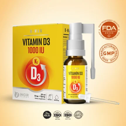 D-Max Vitamin D3K2 1000 IU Damla ve Sprey Formunda